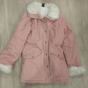 Pink chordory‎ zippered faux fur jacket